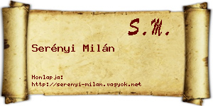 Serényi Milán névjegykártya