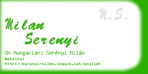 milan serenyi business card